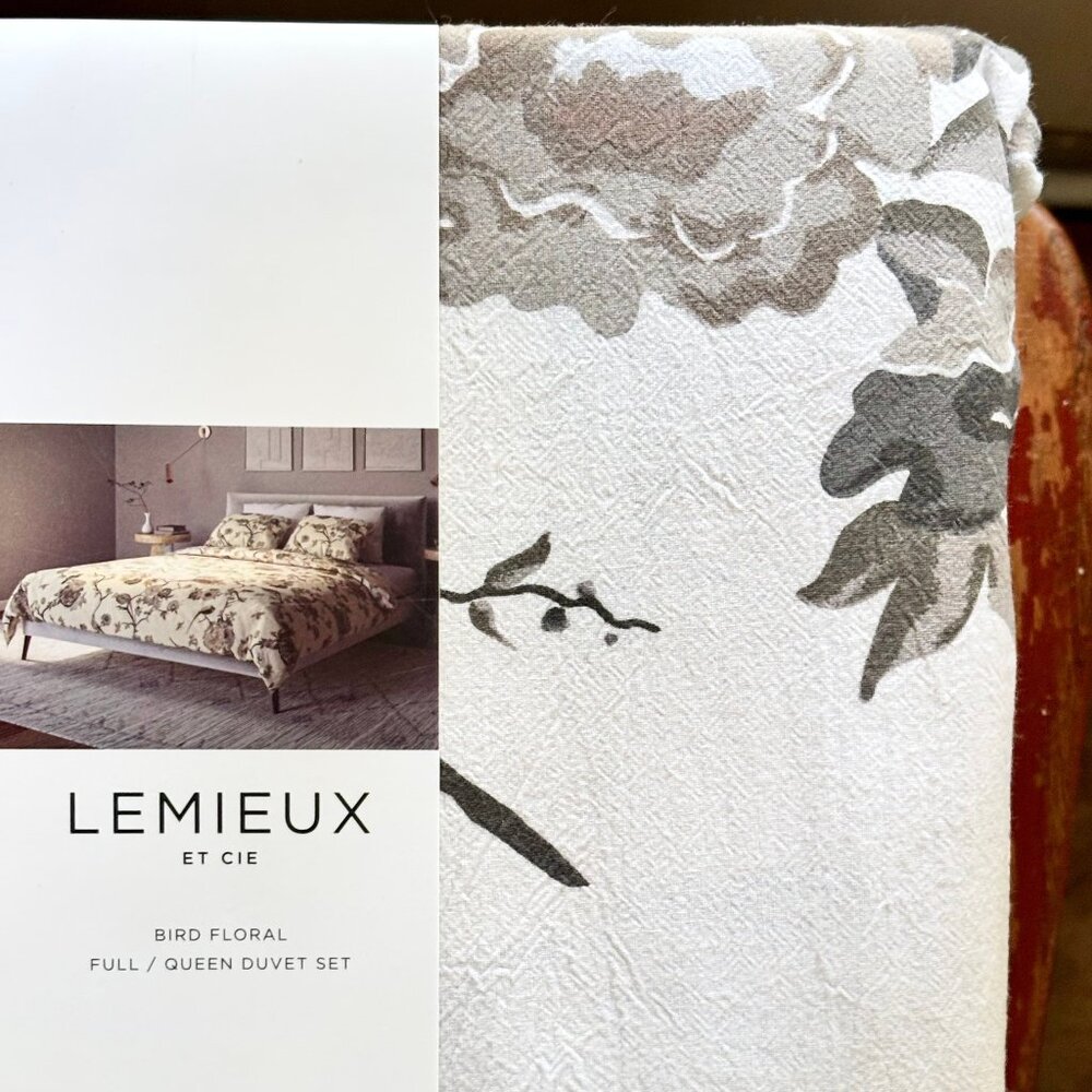 LEMIEUX ET CIE BIRD FLORAL Cotton Full / Queen Duvet Cover Set (88" X 92") - Picture 5 of 7